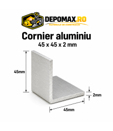 Cornier aluminiu 45 x 45 x 2 mm, 6 metri (EN AW-6060)